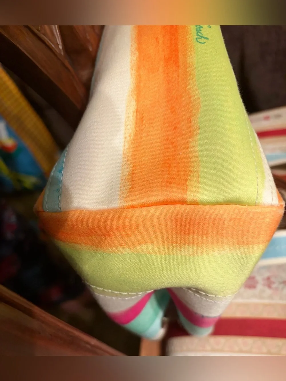 Vintage Coach Hampton Watercolor Striped Canvas Tote Bag